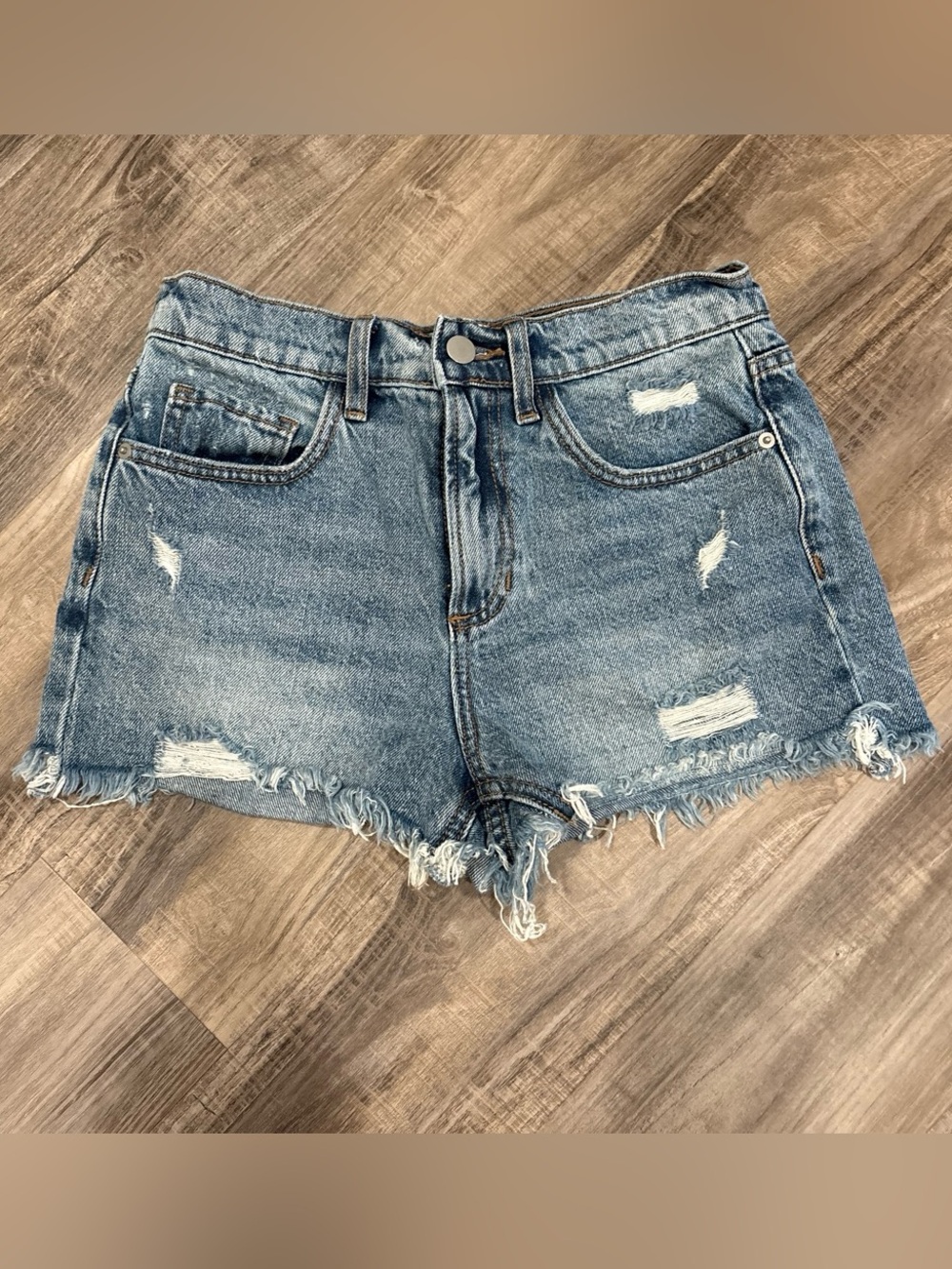 Altar’d State Women’s Distressed High-Rise Denim Shorts